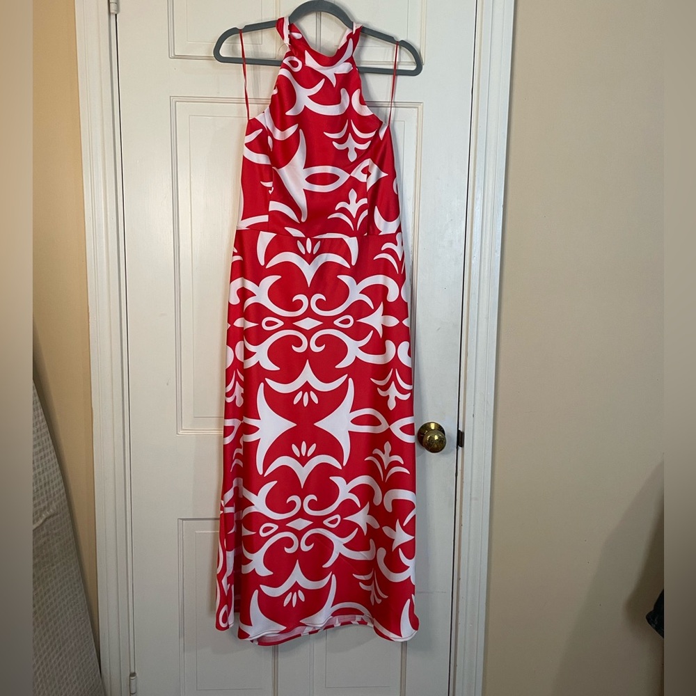 Joie Red and White Halter Maxi Dress